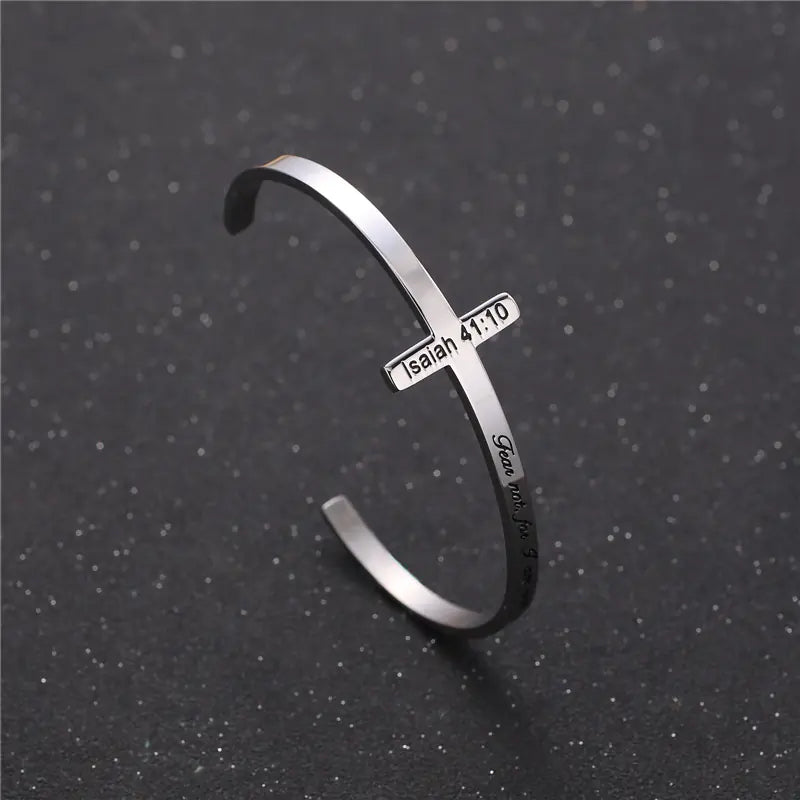 Custom Engraved Titanium Steel Bracelet - His Will, My Faith