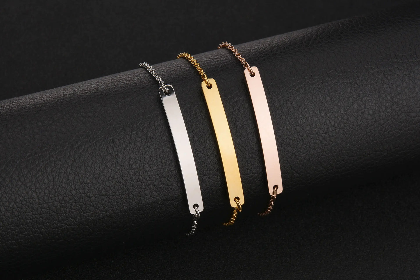Custom Engraved Stainless Steel Tri-Color Bracelet